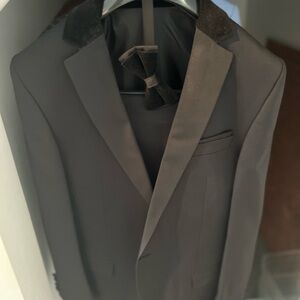 Men's Black Blazer with Velvet Accents